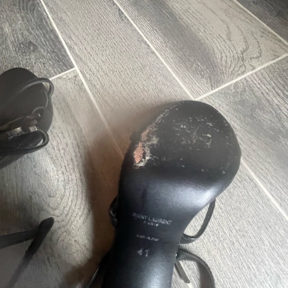 Saint Laurent Black Strappy Heels - Picture 10 of 11